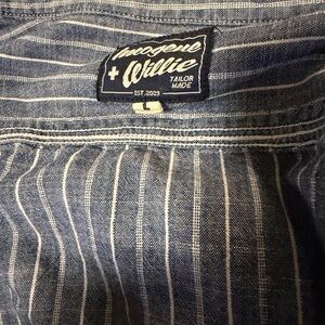 Imogene + Willie Navy and White Striped Leo Button Down Casual Shirt